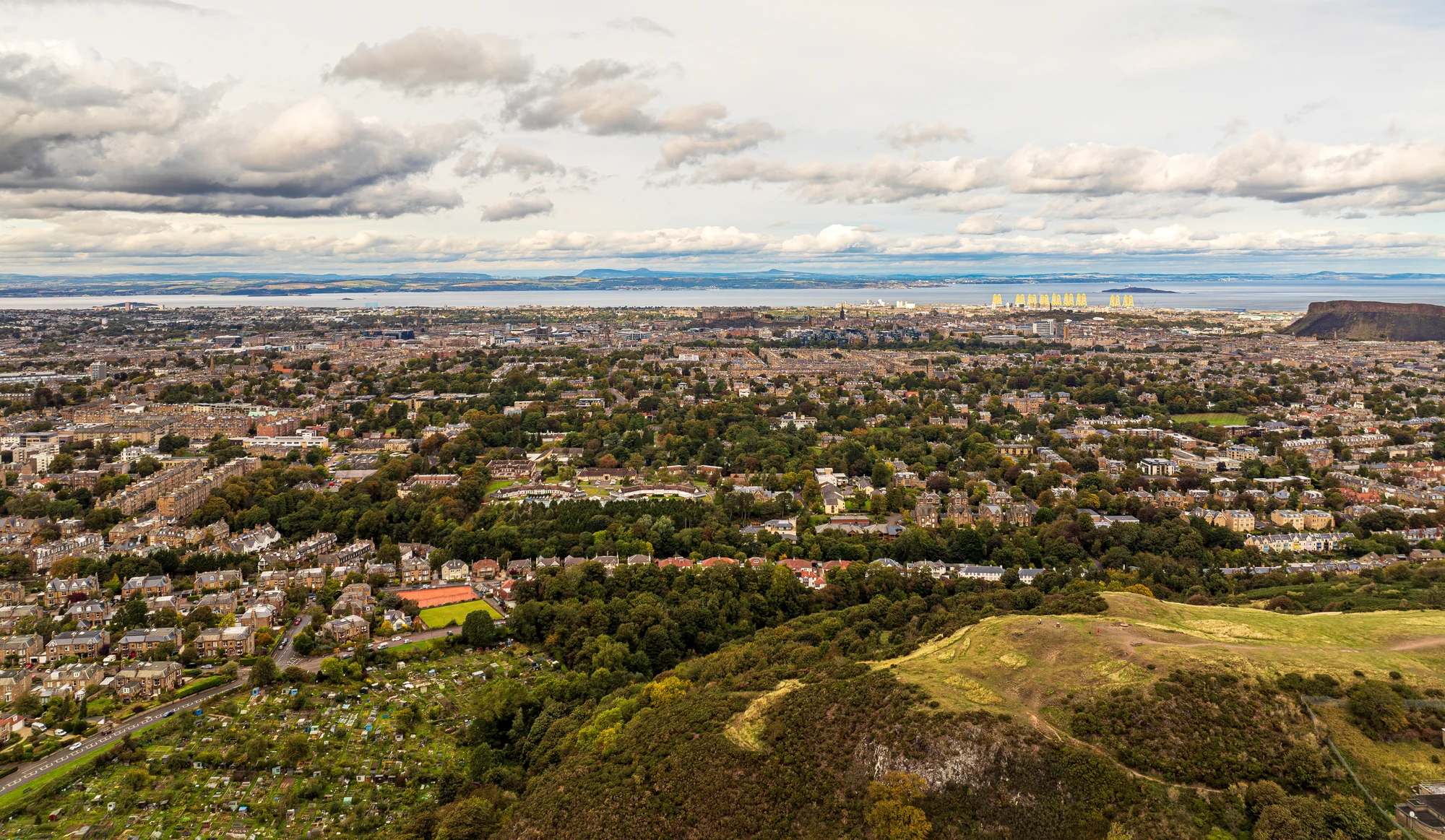 Edinburgh and the Firth of Forth photographed from the Braid Hills